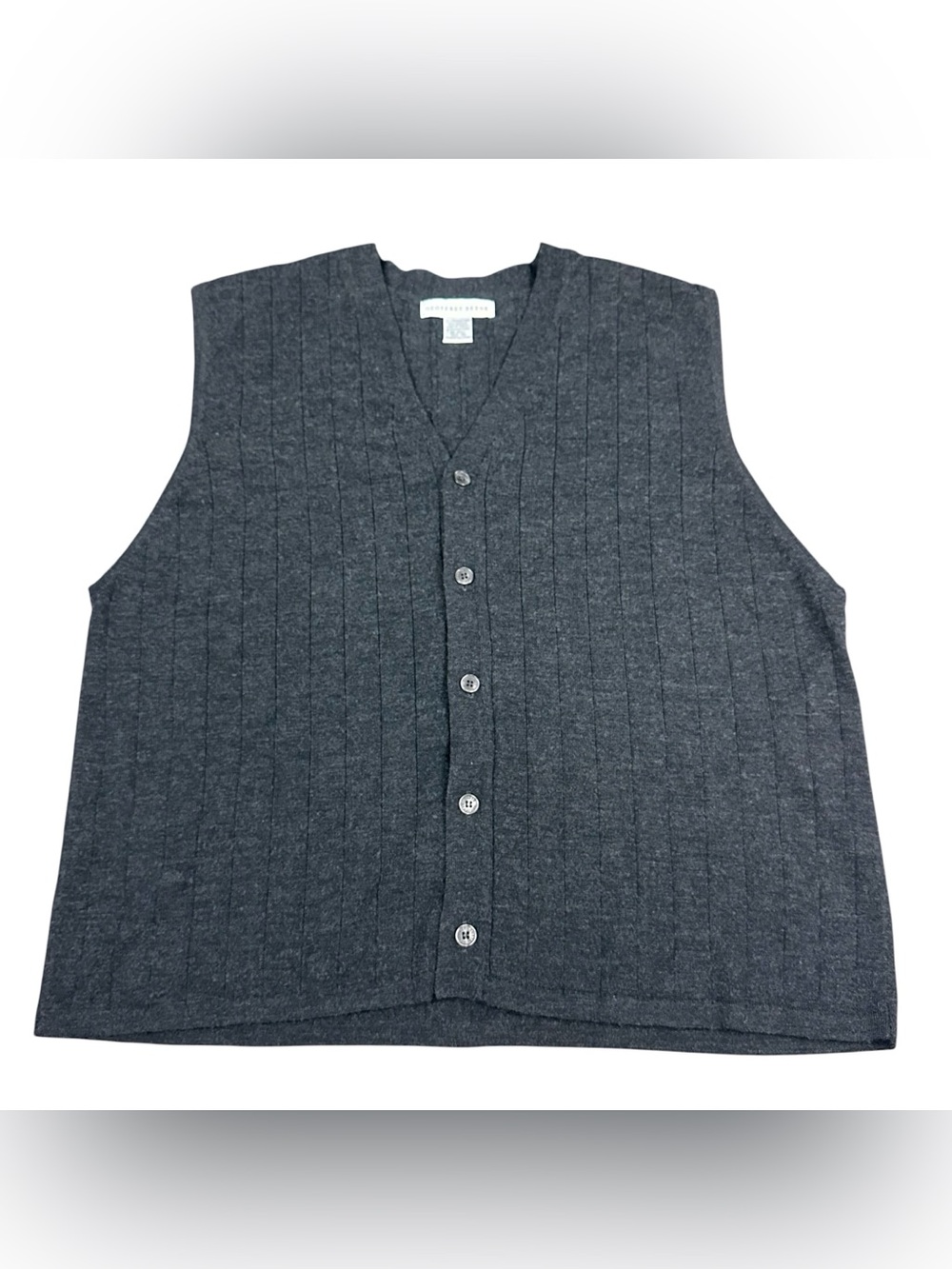 Geoffrey Beene Men’s XL Gray Merino Wool Blend Button Front Sweater Vest